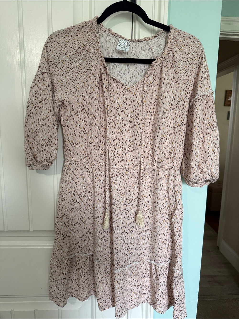 NAIF Blush Pink Speckle Ruffle-Neck Top